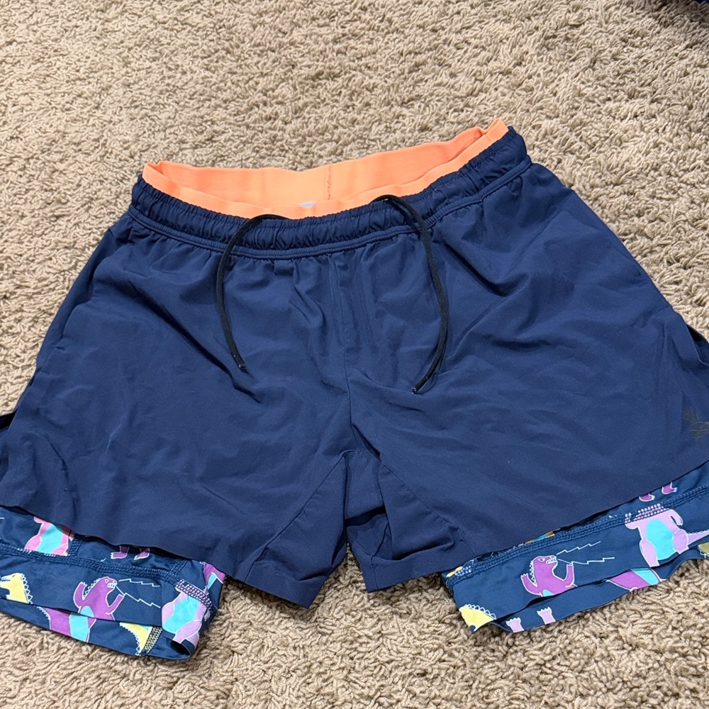 Chubbies Light Blue Shorts with Orange Waistband